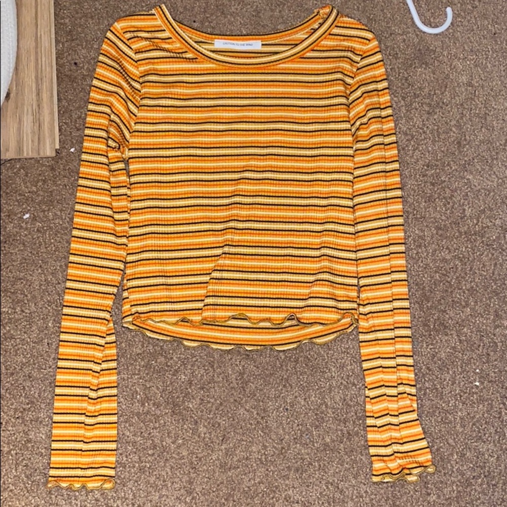 Caution to the wind stripped long sleeve crop too